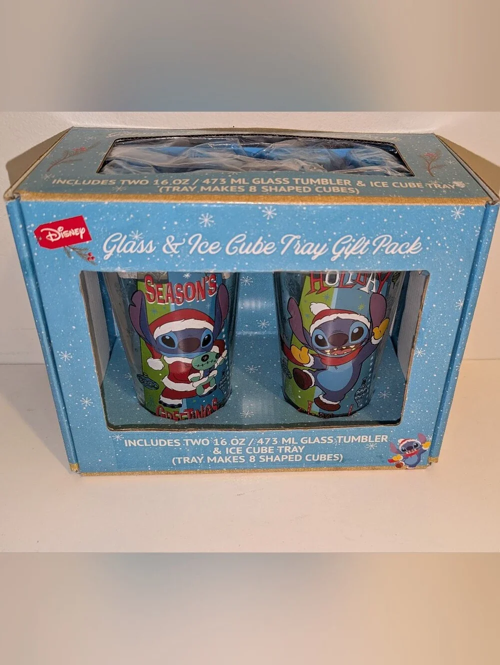 Disney Lilo & Stitch Holiday Glass Tumbler Gift Set - Blue
